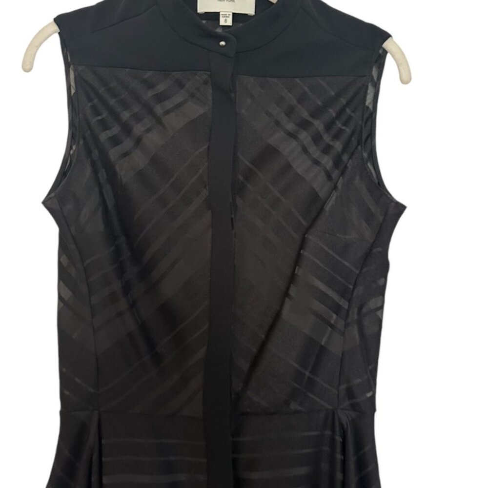 Public School New York black sheer stripe midi dress